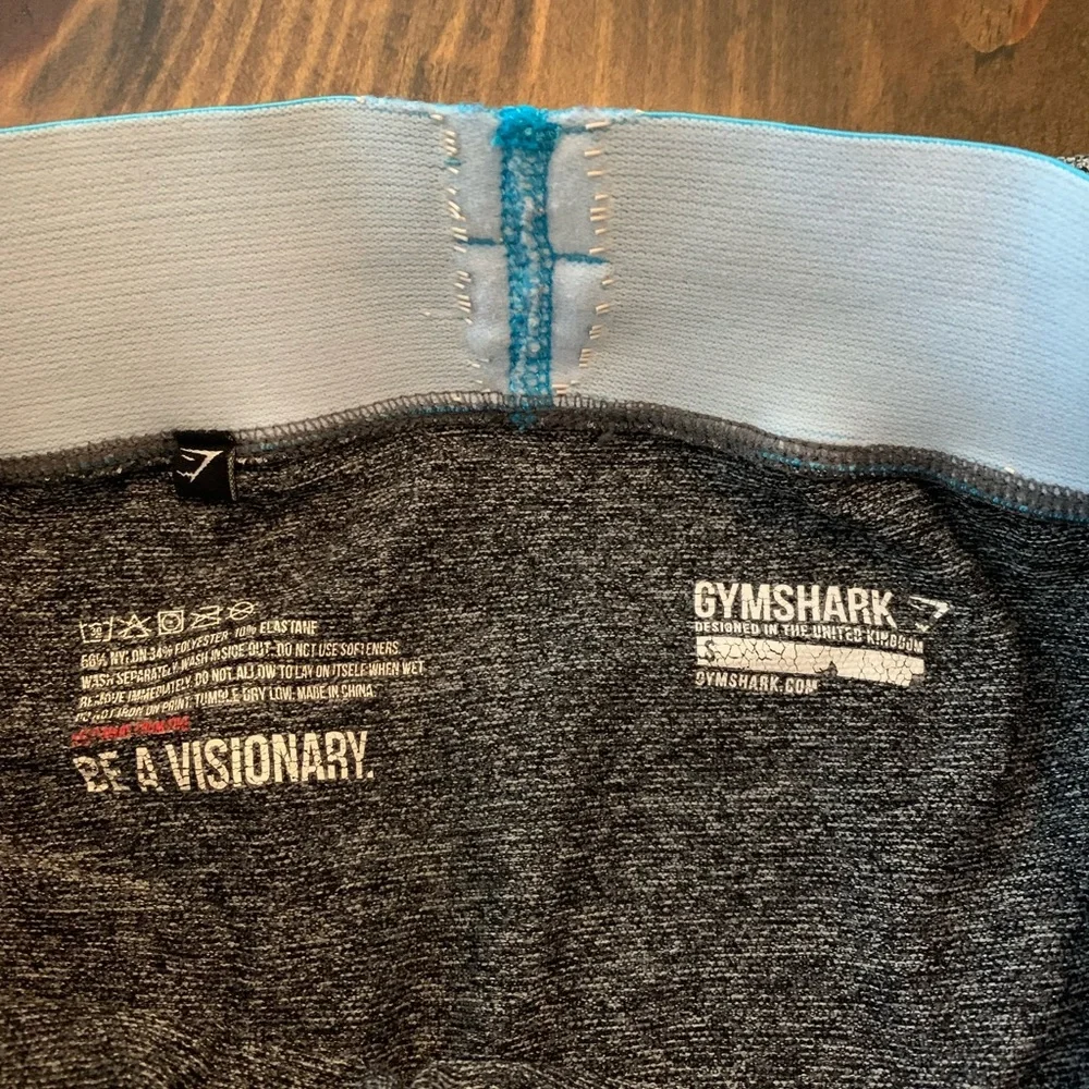 Gymshark Original Flex Leggings Grey/Cyan Size Small - Picture 2 of 4